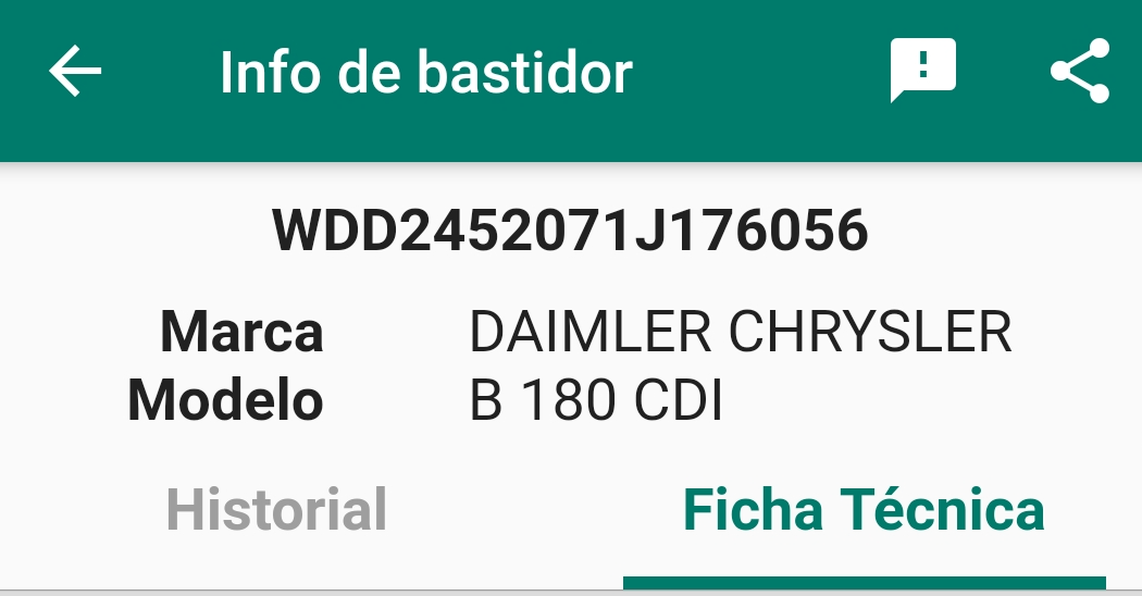 Información historica por bastidor