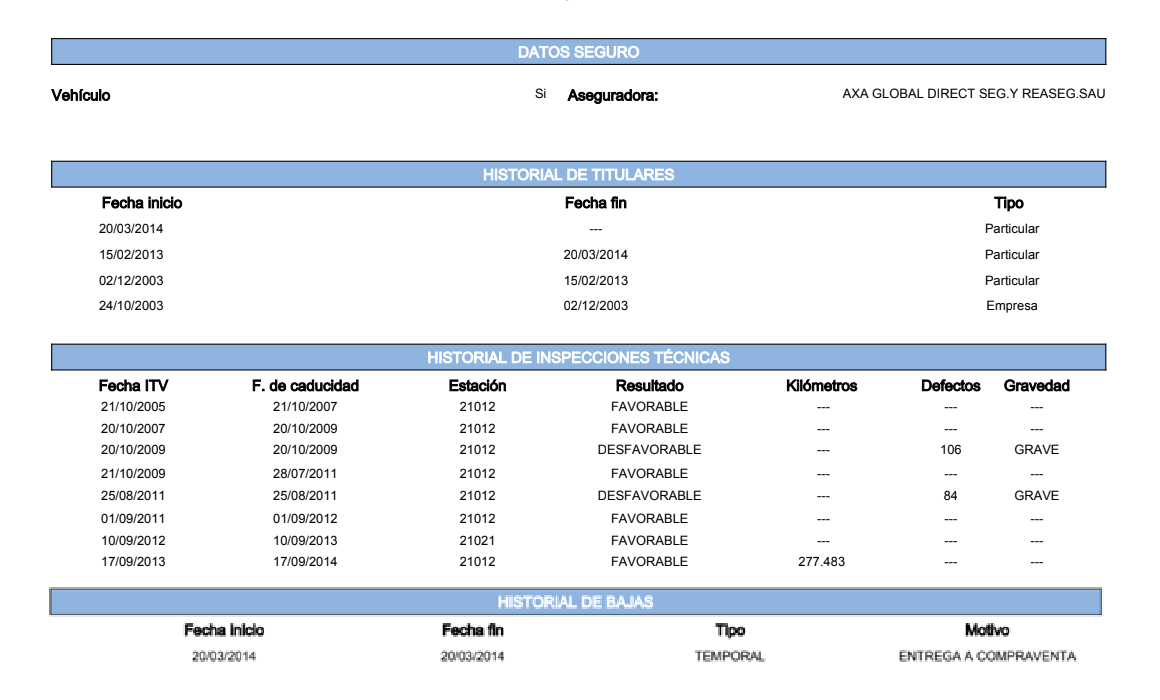 Historial completo de coches motos vehiculos
